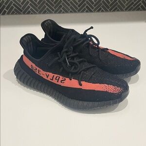 Adidas Yeezy Black and Red Sneakers